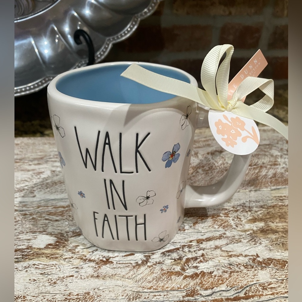 Rae Dunn Mug - WALK IN FAITH  floral spring mug - Brand new 19.5 oz